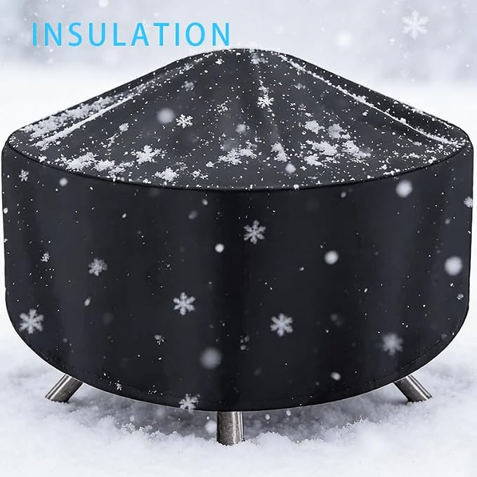 Round Fire Pit Cover for 22-32 Inch Firepit, Heavy Duty Outdoor Patio Fireplace Covers - Waterproof Dustproof Anti UV and Tear Resistant