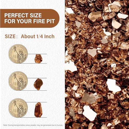NUPICK 5 Pound Fire Glass, 1/4 Inch Reflective Fire Pit Glass