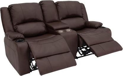 RecPro Charles RV Double Recliner Sofa | 70" | Mahogany
