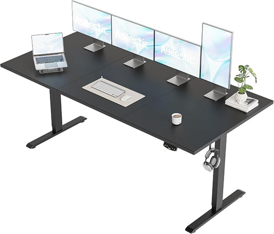Agilestic Electric Standing Desk, 71 x 31.5 Inches Height Adjustable Desk, Sit Stand up for Work Office Home, Ergonomic Rising Computer Table with Memory Preset, Black
