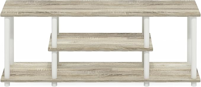 Furinno Turn-N-Tube No Tools 3D 3-Tier Entertainment TV Stand up to 50 inch TV, Round Tubes, Oak