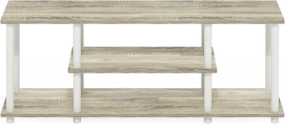 Furinno Turn-N-Tube No Tools 3D 3-Tier Entertainment TV Stand up to 50 inch TV, Round Tubes, Oak