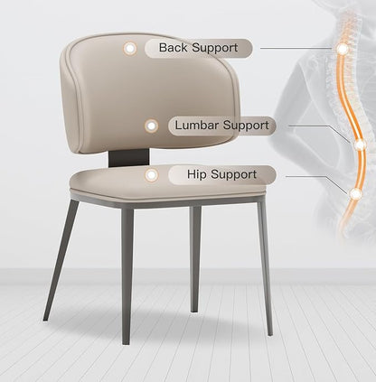Dining Chairs Modern High Backrest Comfortable, Fashion Upholstered Kitchen Chair Armless Dinner Chair with Metal Legs for All Rooms (Light Grey, Set of 2)