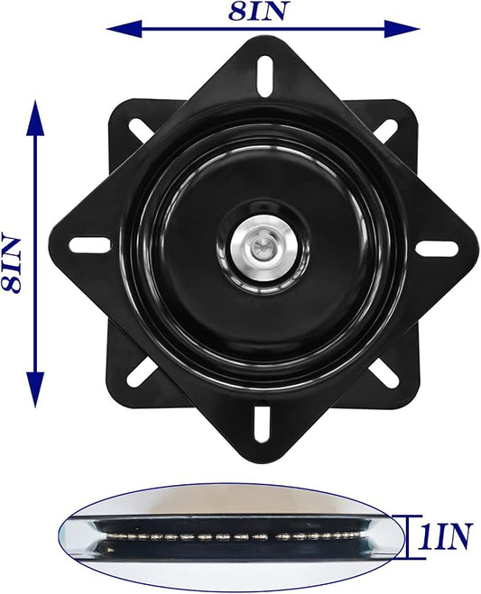 2Pack 8Inch Heavy Duty Bar Stool Swivel Plate, Chair Base With Solid Ring of Ball Bearings, 500lbs Capacity Replacement Seat Parts, Lazy Susan Hardware for Barstools Recliner Chair Boat