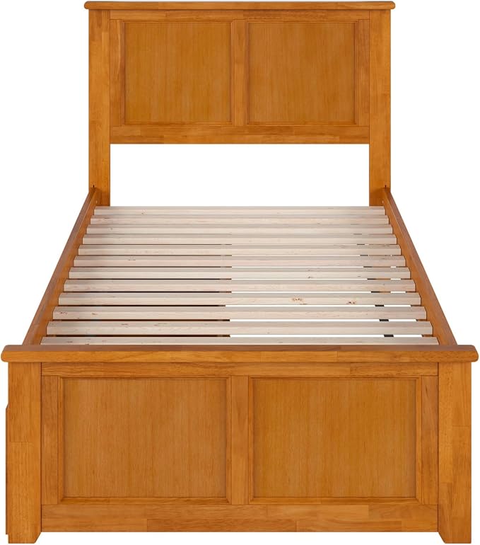 AFI, Madison Twin Platform Bed with Matching Footboard & Storage Drawers, Light Toffee
