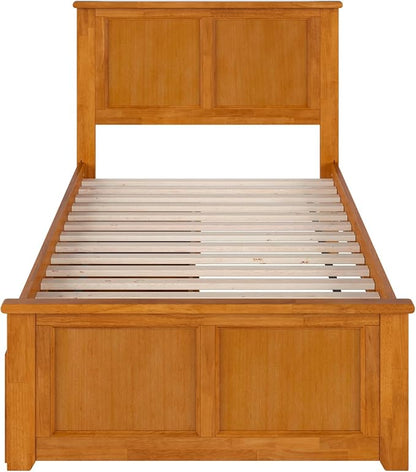 AFI, Madison Twin Platform Bed with Matching Footboard & Storage Drawers, Light Toffee