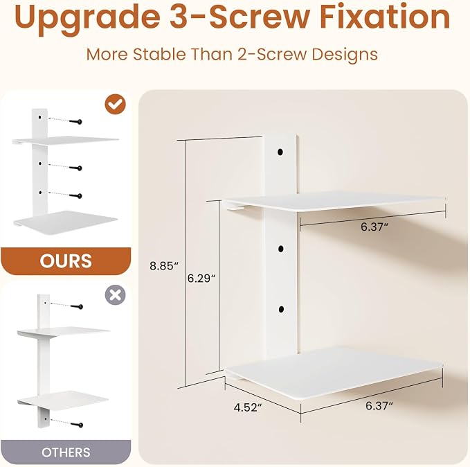 Wawocs Invisible Bookshelves for Wall, 6 Tier Floating Bookshelf Made of Heavy Duty Metal, Vertical Spine Book Tower Hanging Wall Bookshelf, Floating Book Shelves for Wall, 3 Pack White