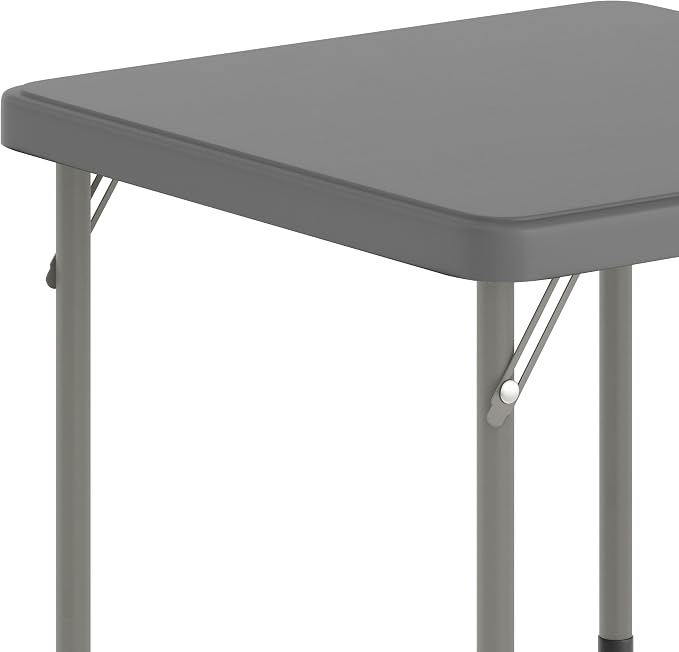 Flash Furniture Paige 24x24 Kids Folding Table with Locking Legs, Commercial Grade Table Recommended for Ages 2-4 in Granite Gray
