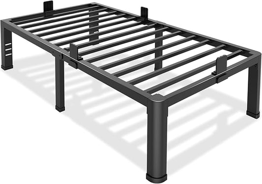 Bilily 18 Inch Twin Bed Frame Metal Platform with Round Corner Legs,3500 LBS Heavy Duty Steel Slats Support,Headboard Compatible,No Box Spring Needed,Easy Assembly,Mattress Retainer,Underbed Storage