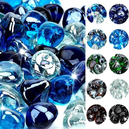 Onlyfire 10 lbs Fire Glass Diamonds 1 Inch, Reflective Fire Pit Glass Rocks