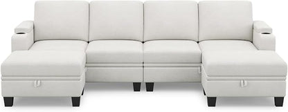 Belffin Modular Sectional Sofa Convertible U Shaped Couch with Storage Sectional Couches with Chaise for Living Room Beige