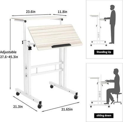 SogesHome 23.6 inches Adjustable Laptop Desk Standing Table Portable Computer Table Stand Desk Cart Tray, White Maple, 101-MP-HCA