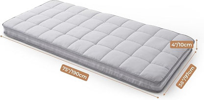 Jamdok 4Inch Cot Mattress Topper,Twin Gel Memory Foam,Machine Washable Thickened Pillow Top Cover,Roll Up Floors Mat,Portable Folding Sleep Pad(75 x 38“)