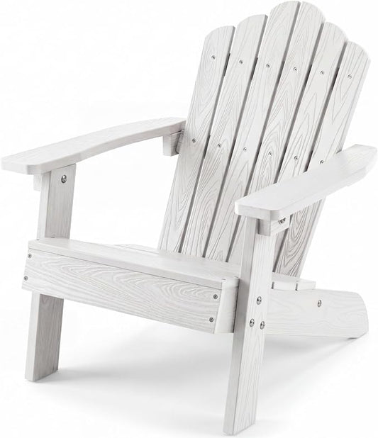 Giantex Kids Adirondack Chair, All-Weather HIPS Children's Outdoor Chair with Tilted High Backrest, Toddler Beach Chair for Garden Patio Backyard, Kids Lawn Chairs for Age 3-7 (1,White)