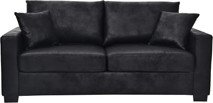 Ball & Cast 69" Loveseat Sofa, Modern Love Seat Couches for Living Room, Upholstered 2 Seater Small Couch with 2 Throw Pillows for Bedroom,Apartment,Office,Easy Assembly,Black