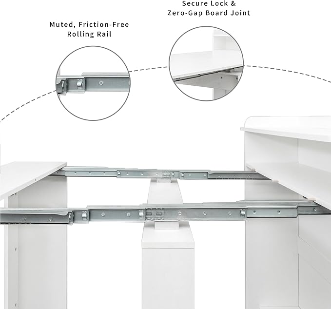 Transformer Extendable Dining Table 30”-88.4”L, Foldable Kitchen Dining Room Table with Storage for 1–10 People, Compact Space-Saving Expandable Wood Furniture, White