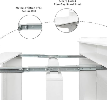Transformer Dining Table, Extendable Console to Dining Table for 9, Folding Space Saving Dining Room Table Multipurpose Use, White