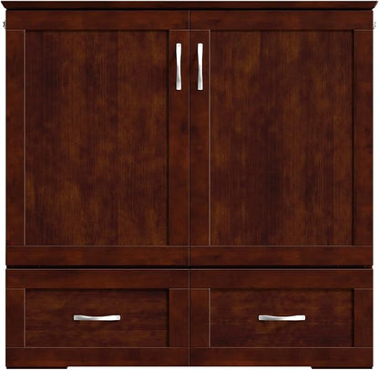AFI, Hamilton Twin XL Murphy Bed Chest with 6" Mattress, Storage Drawer, and Built-in USB Charger, Walnut