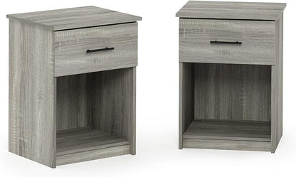 Furinno Tidur Nightstand, 2-Pack, French Oak Grey