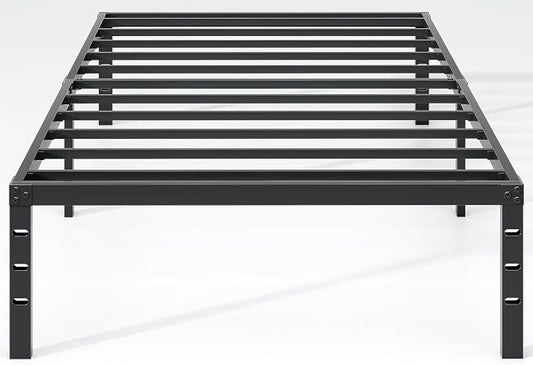 NEW JETO Metal Bed Frame,Twin Size Bed Frame with Storage Space,Heavy Duty Sturdy Mattress Foundation,Easy Assembly,No Box Spring Needed, Black,14 Inch,Twin