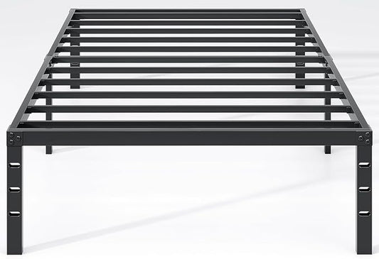 NEW JETO Metal Bed Frame,Twin Size Bed Frame with Storage Space,Heavy Duty Sturdy Mattress Foundation,Easy Assembly,No Box Spring Needed, Black,16 Inch,Twin