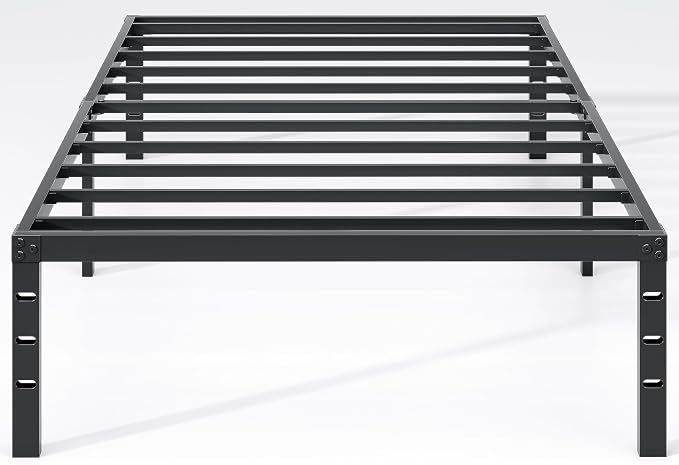 NEW JETO Metal Bed Frame,Twin Size Bed Frame with Storage Space,Heavy Duty Sturdy Mattress Foundation,Easy Assembly,No Box Spring Needed, Black,12 Inch,Twin
