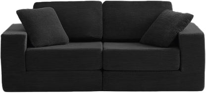 FILUXE Modular Sectional Sofa, Modern Modular Sofa Couch with Deep Seat，Comfy Cloud Couch, Sectional Couches for Living Room, Bedroom and Apartment，2-Seater，Black