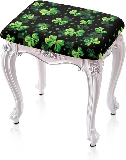 Green Bow Bar Stool Covers Rectangle Valentines Decorations Bar Stool Seat Covers Lucky Leaf Vanity Chair Cover Rectangle 2 Pack Counter Stool Bar Chair Cover for Kitchen Pub Dining Room