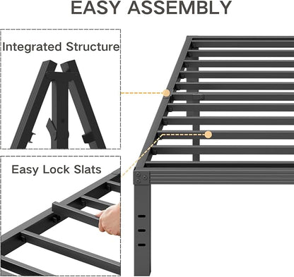 Full Size Bed Frame 14“ High Heavy Duty Metal Platform Bed Frame,Sturdy Steel Support,No Box Spring Needed,Noise-Free,Easy Assembly