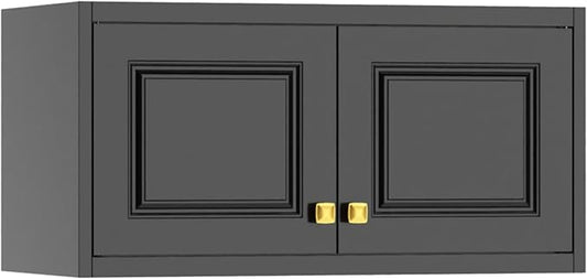 Polup Metal Wall Cabinet, Upper Cabinet for Wardrobe, Small Top Storage Cabinet for Bedroom, Living Room, Black, 18" D x 32" W x1 5" H - Assembly Required
