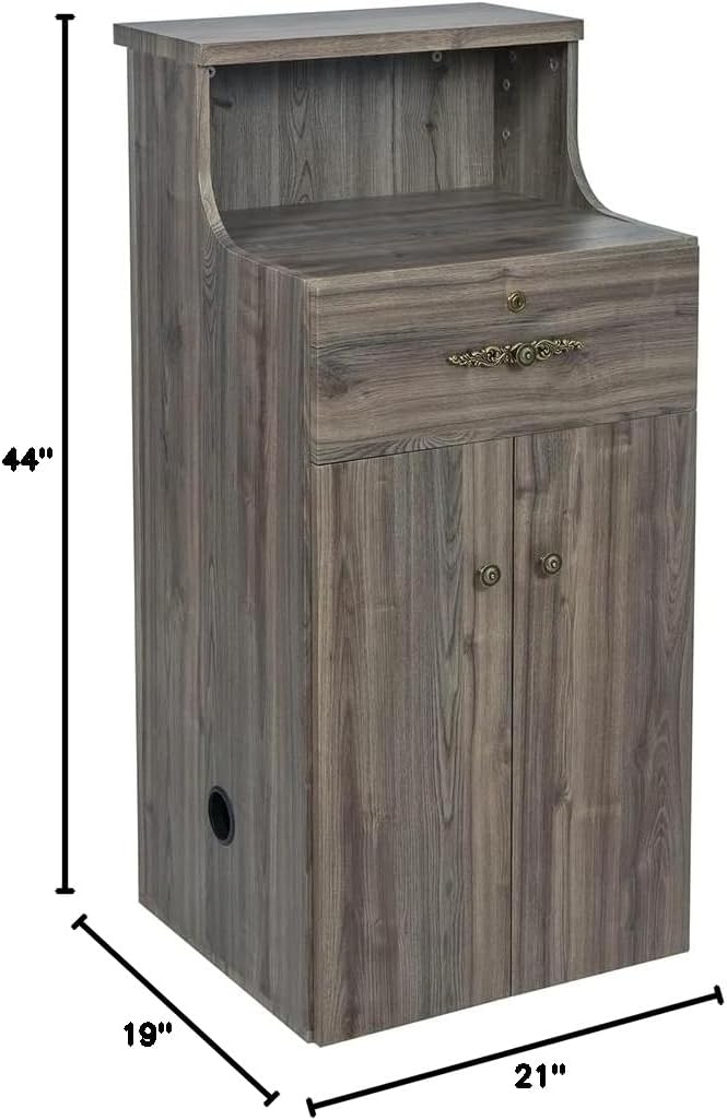 Dir Reception Desk, Receptionist Area Counter for Lobby, Salon, Office Spas with Lights Valencia, Rustic