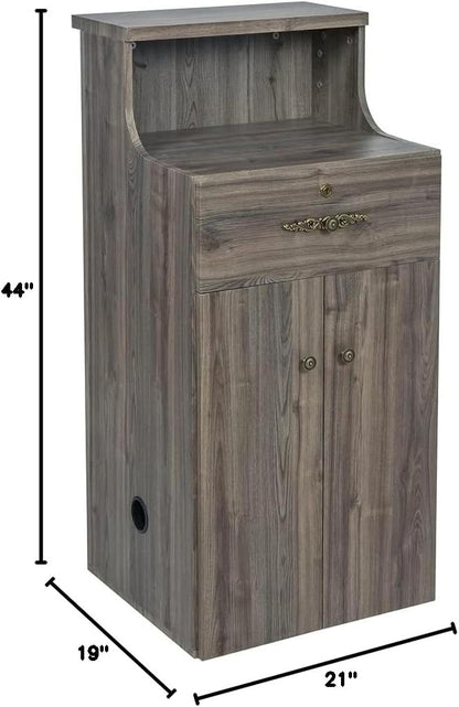 Dir Reception Desk, Receptionist Area Counter for Lobby, Salon, Office Spas with Lights Valencia, Rustic