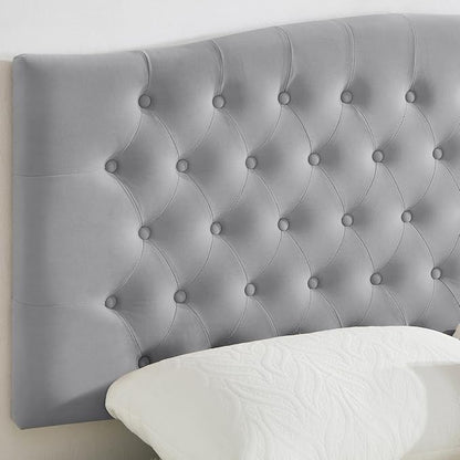 24KF Upholstered Tufted Button Wall Mounted Velvet Headboard,Comfortable Fashional Headboard Queen/Full Size,6058-Q-Gray