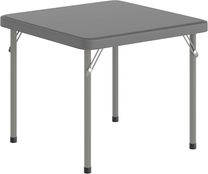 Flash Furniture Paige 24x24 Kids Folding Table with Locking Legs, Commercial Grade Table Recommended for Ages 2-4 in Granite Gray