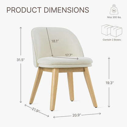 KISLOT Wooden Dining Chairs Set of 4, Fabric Upholstered Modern Dining Room Chairs with Double-Layer Thick Seat Cushion & Ergonomic Backrest for Restaurant, Kitchen and Café, 2 Boxs