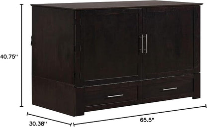 Mega Solutions Emurphybed Daily Delight Murphy Cabinet Chest Bed with Charging Station 8 Inch, Queen (Java)