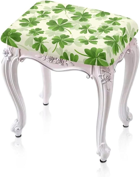 Bar Stool Covers St Patricks Day Bar Stool Covers Rectangle Set of 2 Stretch Vanity Chair Cover for Living Room Kitchen Counter Foot Stool Covers Rectangular Lucky Leaf