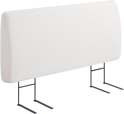 4.7" Upholstered Headboard for Queen Size Bed, Height Adjustable and Ergonomic Headboard, Easy Assemble, Sturdy and Durable, Teddy Velvet, Beige
