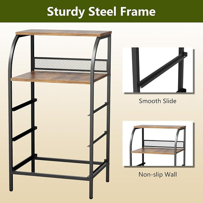 Night Stand Set 2, Tall Nightstand with 3 Fabric Drawers, Bedside Table with 2-Tier Wood Shelf, End Table for Bedroom, Steel Frame, Wood Top, Rustic Brown