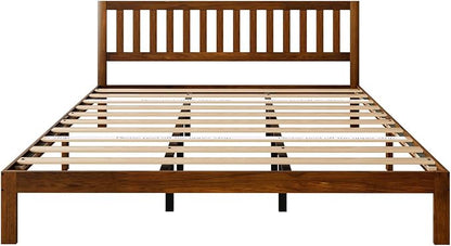 Novilla 12 Inch King Size Bed Frame Solid Wooden King Bed Frame and Headboard, King BedFrames with Classic Headboard, No Box Spring Needed, Easy Assembly, Walnut