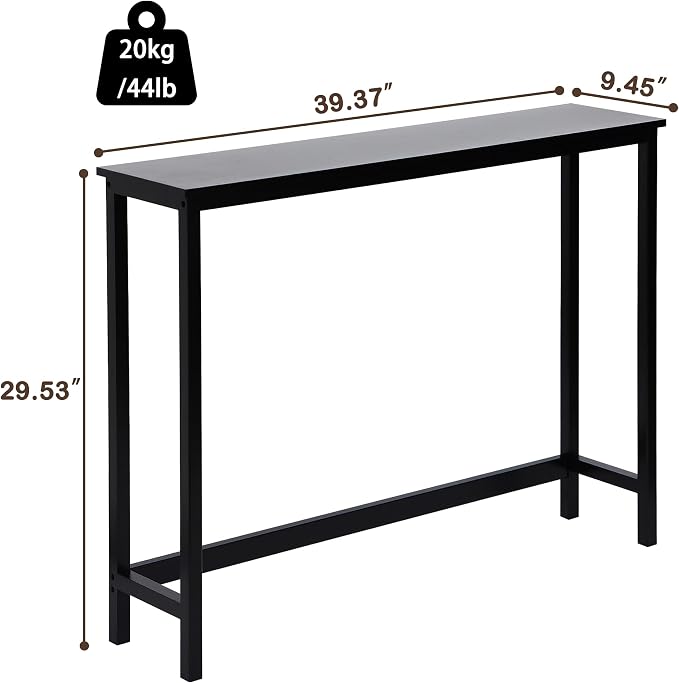 Bamboo Narrow Console Table, 39.4"(L) Wood Small Entryway Table, Accent Slim Hallway Tables, Thin Sofa Side Tables for Hallway, Living Room, Bedroom, Foyer, Black