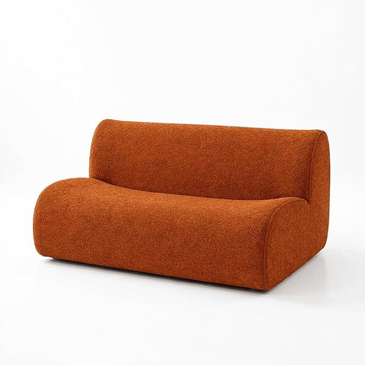 Sofa 2 Seater Modern Boneless Sofa with Deep Seat, Sherpa Boucle Cloud Couch for Living Room, Cozy Teddy L-Shaped Couches, No Assembly, Brown, Sofa 2 Seater