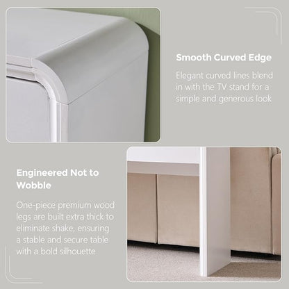 Aitjunz 63'' Console Table with 3 Drawers, Modern Entryway Table with Curved Profile Design, Narrow Long Wood Sofa Table Behind Couch Table for Living Room, Hallway, Foyer, White