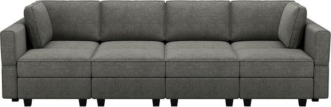Belffin Modular Sectional Sleeper Sofa Bed Convertible Sectional Couches for Living Room. Light Grey Couch