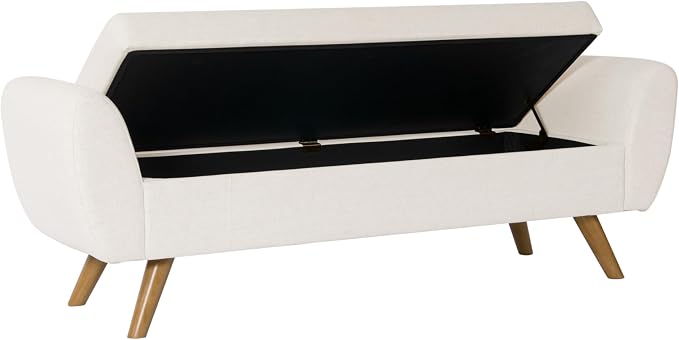 HomePop 60" Modern Storage Bench with Wood Legs - Cream Woven