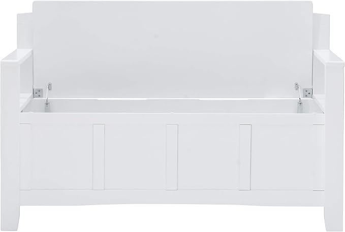Cynthia White Storage Bench with Flip-Top Lid and Hidden Storage Space by Linon