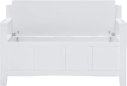 Cynthia White Storage Bench with Flip-Top Lid and Hidden Storage Space by Linon