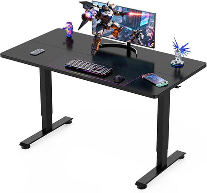 Veken 55 Inch Large Electric Standing Gaming Desk, Heights Adjustable,Sit to Stand Up, Work Home Office Computer Table for Study, Walking Pad, Writing, and Games, Wooden Desktop Desks, Black | Height Adjustable Sit Stand Up Computer Tables for Home Off...