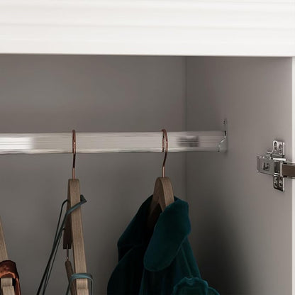 MOUMON L-Shaped 4 Door Wardrobe Closet with Shelves, Armoire Wardrobe Closet with Hanging Rod, Top Cube Storage, White and Gold 35.4”W x 35.4”D x 94.7”H