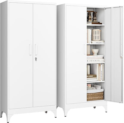 Letaya 71" H Metal Storage Cabinet with 2 Doors and 4 Shelves,Tall Kitchen Pantry Cabinets,Utility Pantry Organizers for Cupboard/Dining/Bathroom/Home Office/Garage, Steel Tool Cabinets